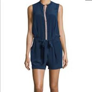Tory Burch Navy Silk Marguerite Romper Sz Small/P